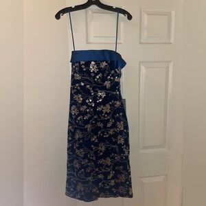 THEIA Dark blue velvet dress size 2 brand new tag attached